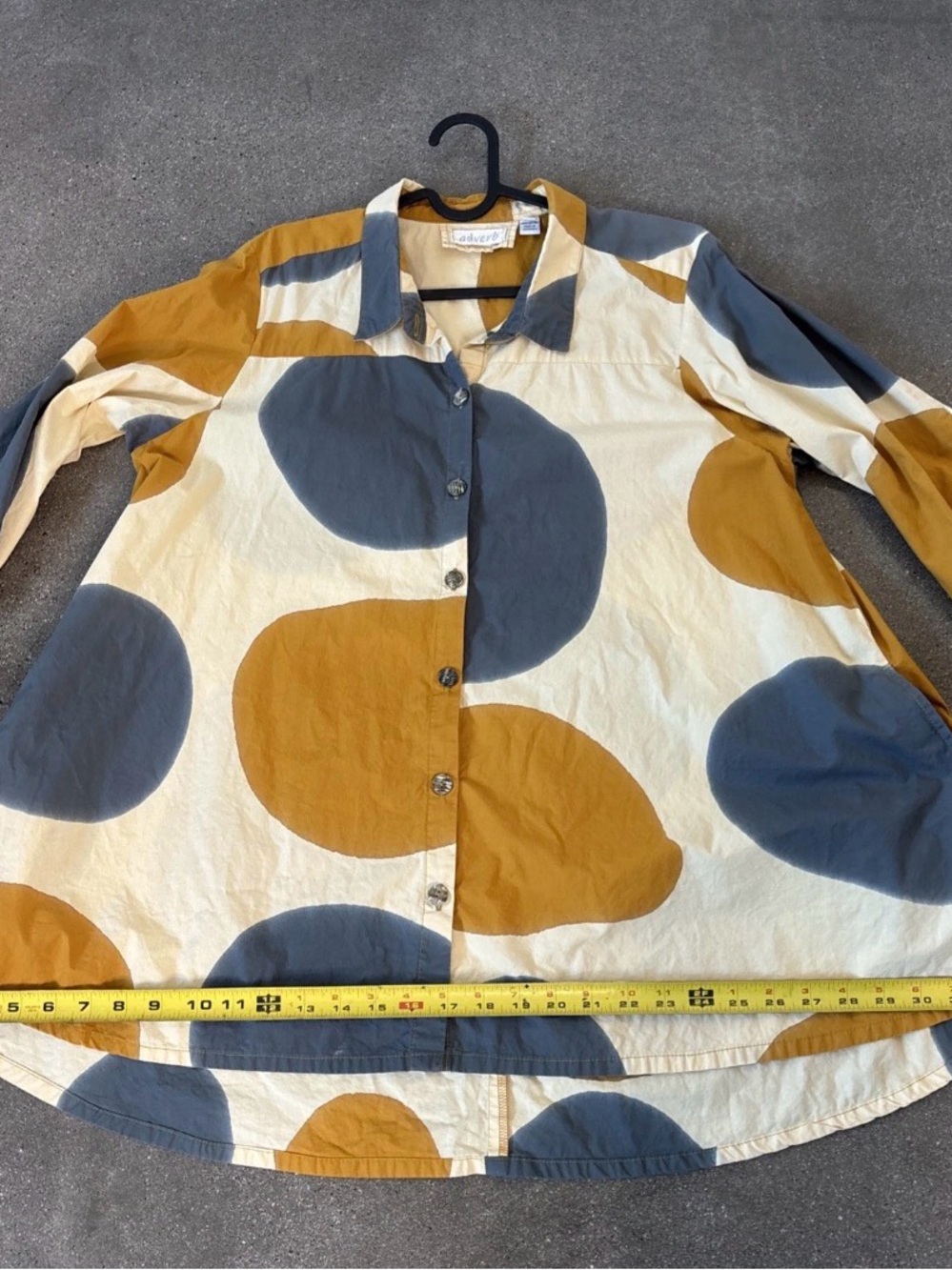 Adverb Printed Button-Up Tunic in Cream, Mustard & Gray - Picture 9 of 9